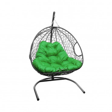 M-Group FOR TWO with rattan gray, green pillow